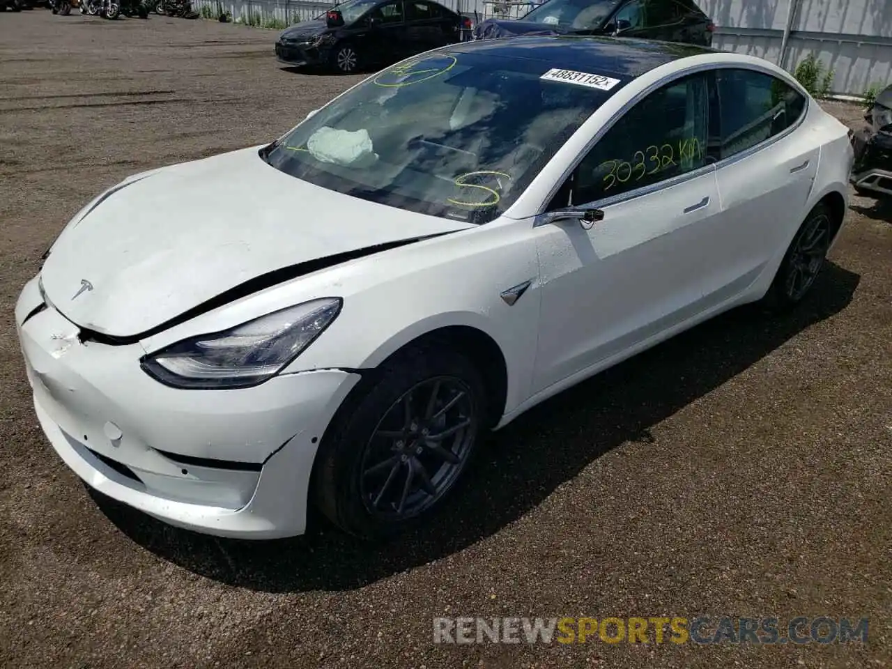 2 Photograph of a damaged car 5YJ3E1EA4KF515058 TESLA MODEL 3 2019