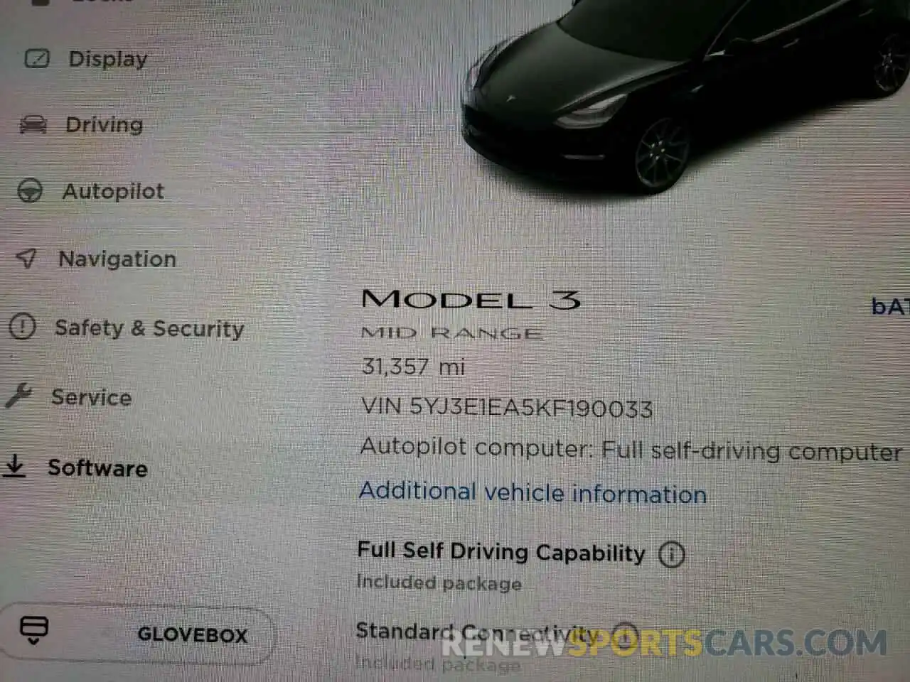 8 Photograph of a damaged car 5YJ3E1EA5KF190033 TESLA MODEL 3 2019