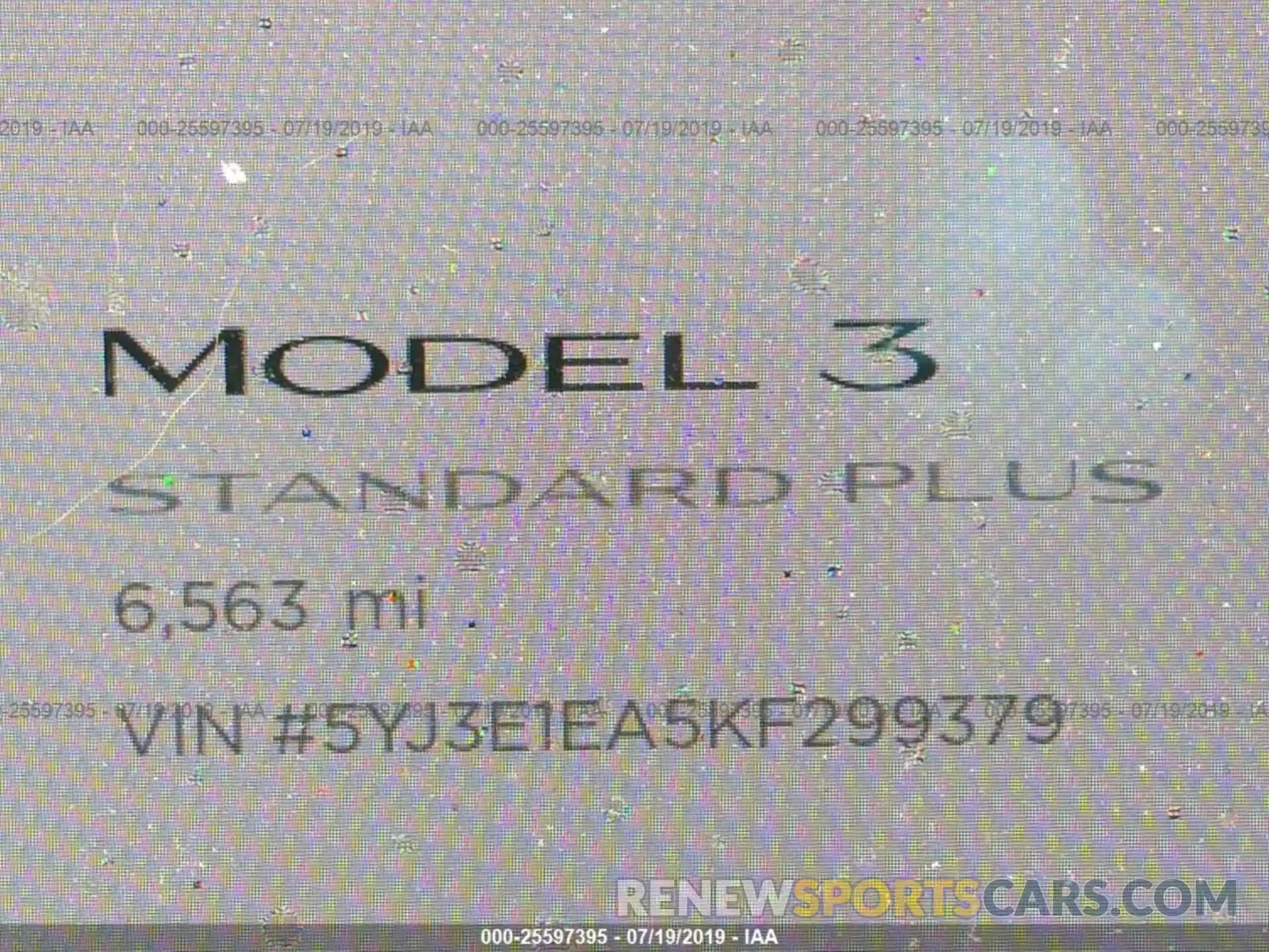 7 Photograph of a damaged car 5YJ3E1EA5KF299379 TESLA MODEL 3 2019