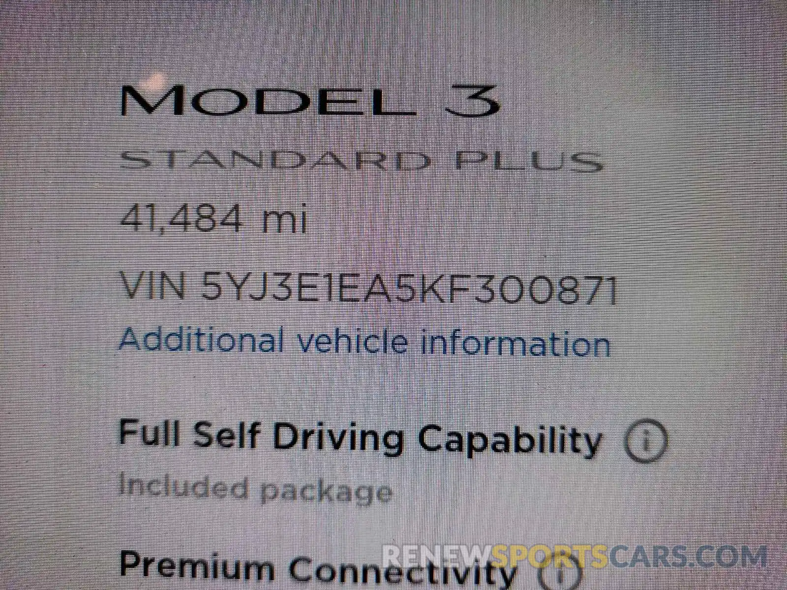 8 Photograph of a damaged car 5YJ3E1EA5KF300871 TESLA MODEL 3 2019