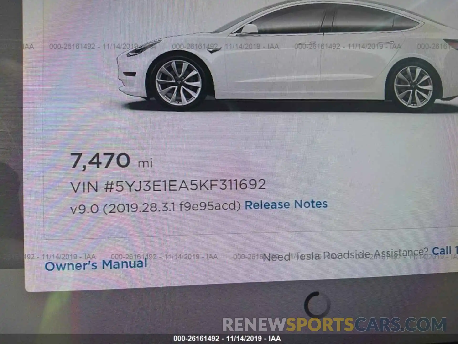 7 Photograph of a damaged car 5YJ3E1EA5KF311692 TESLA MODEL 3 2019