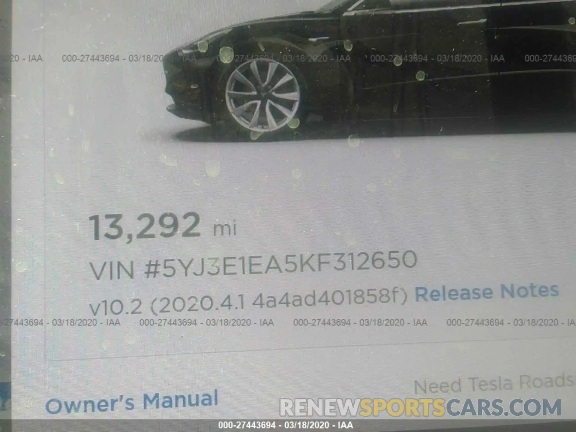 7 Photograph of a damaged car 5YJ3E1EA5KF312650 TESLA MODEL 3 2019