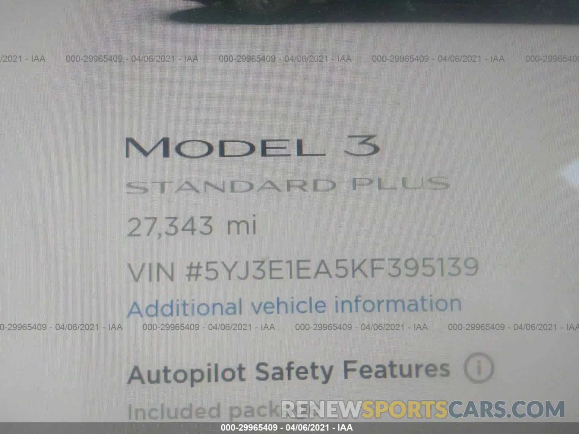 7 Photograph of a damaged car 5YJ3E1EA5KF395139 TESLA MODEL 3 2019