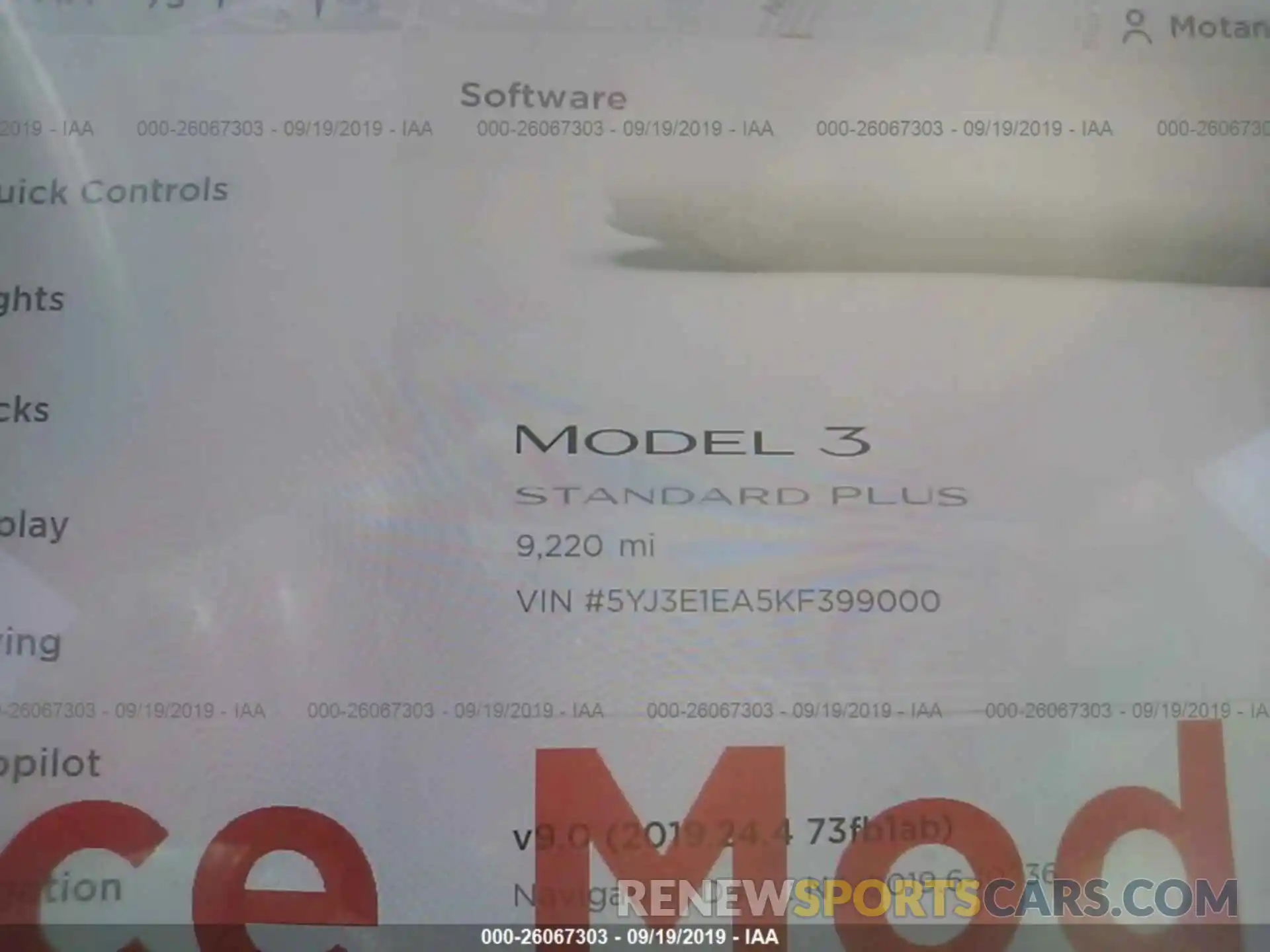 7 Photograph of a damaged car 5YJ3E1EA5KF399000 TESLA MODEL 3 2019