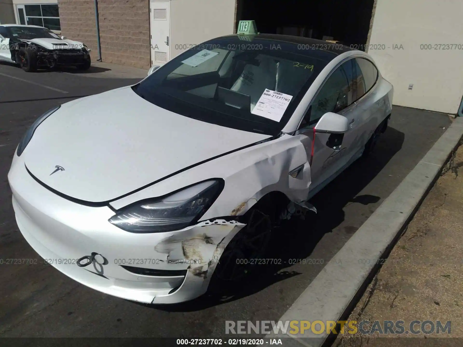 2 Photograph of a damaged car 5YJ3E1EA5KF431833 TESLA MODEL 3 2019