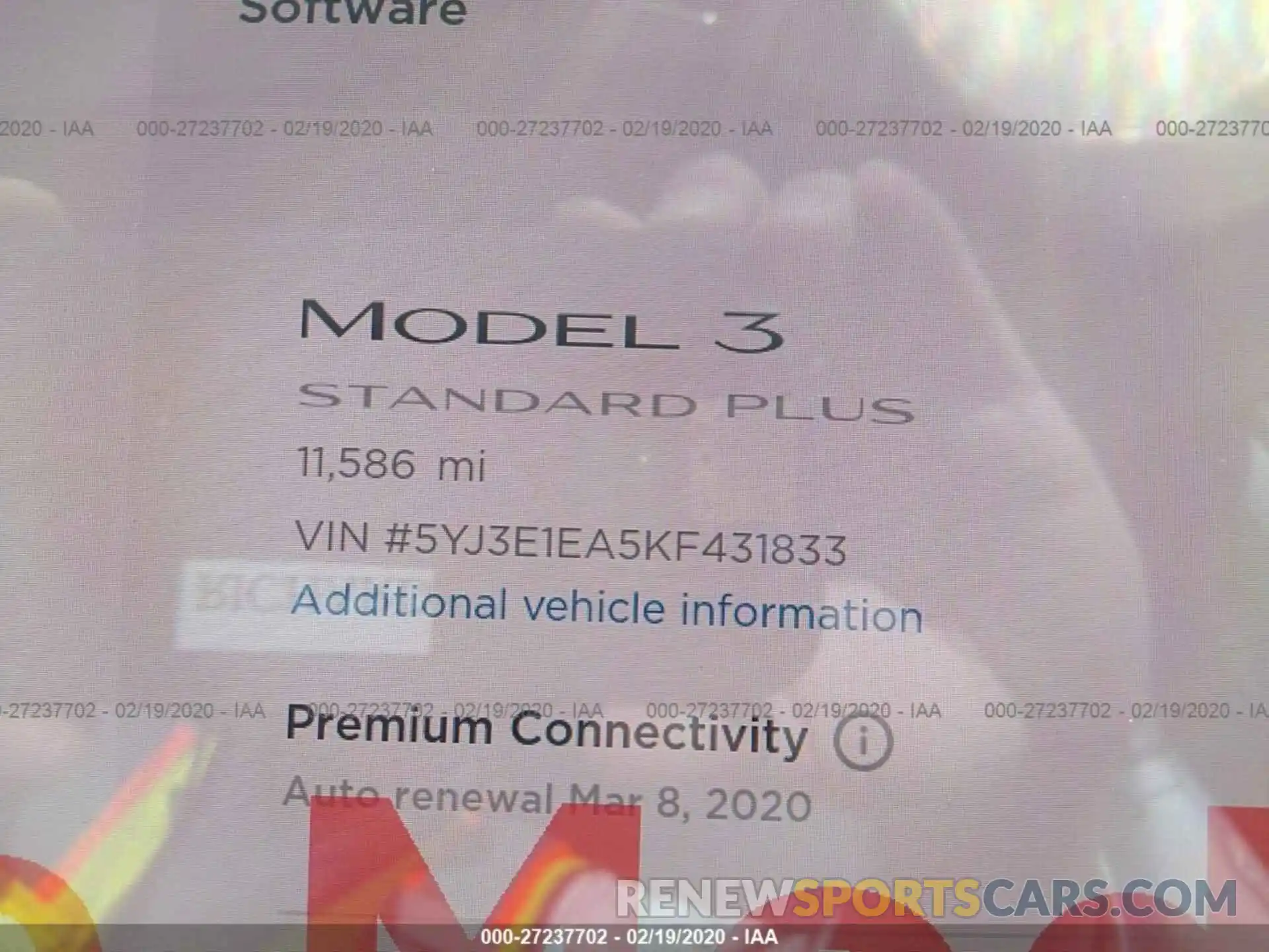 7 Photograph of a damaged car 5YJ3E1EA5KF431833 TESLA MODEL 3 2019