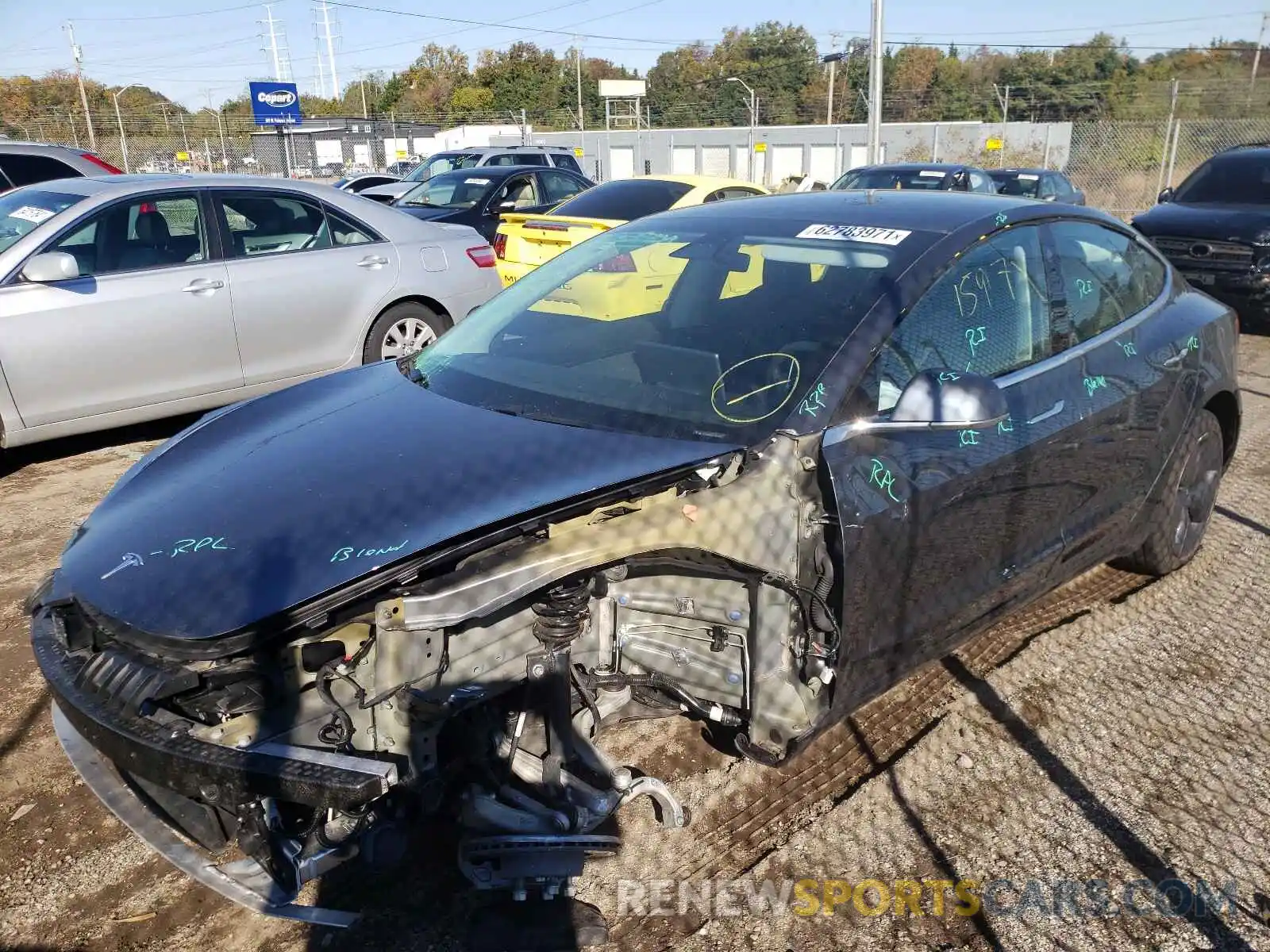 2 Photograph of a damaged car 5YJ3E1EA5KF435283 TESLA MODEL 3 2019