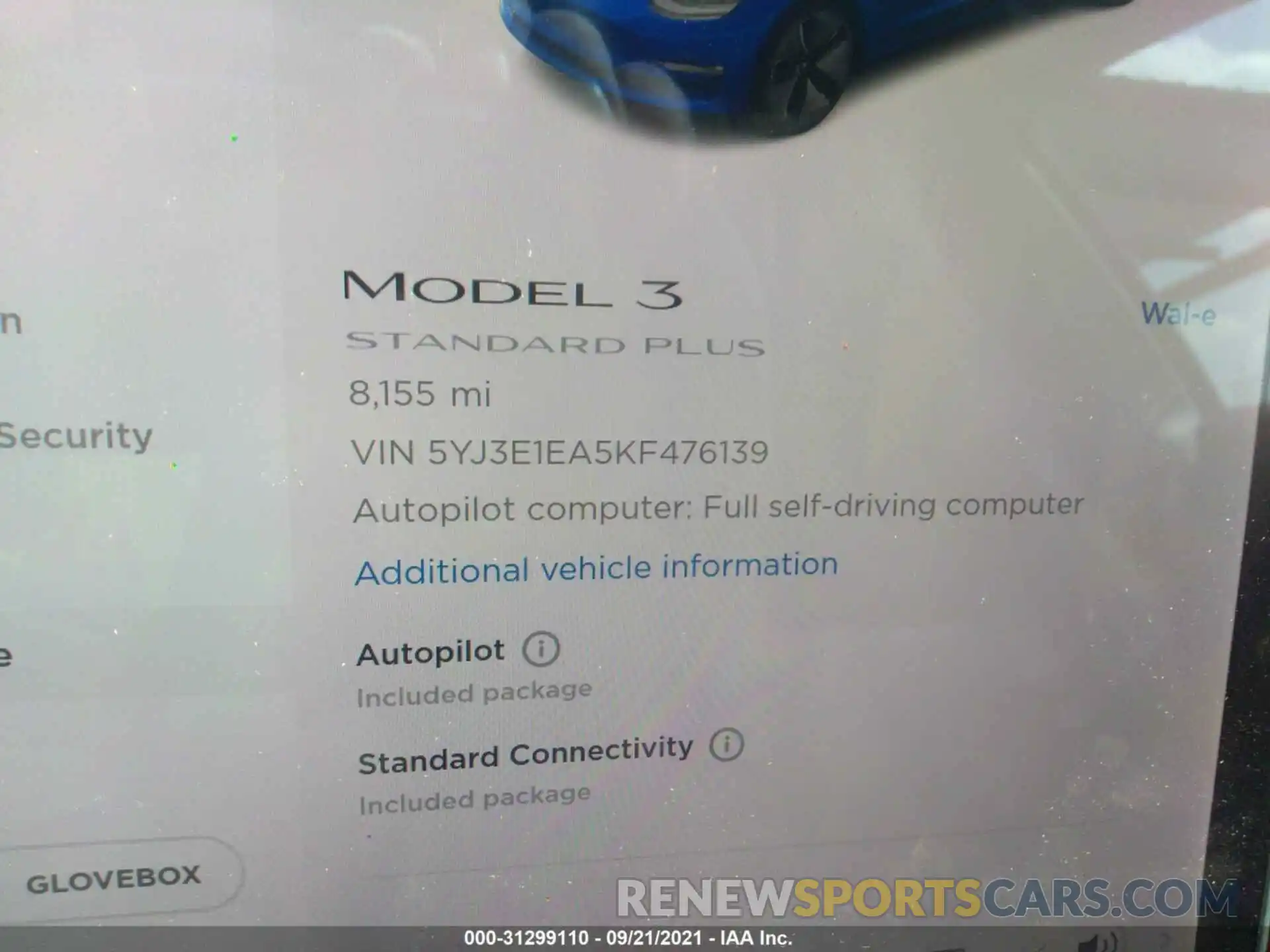 7 Photograph of a damaged car 5YJ3E1EA5KF476139 TESLA MODEL 3 2019