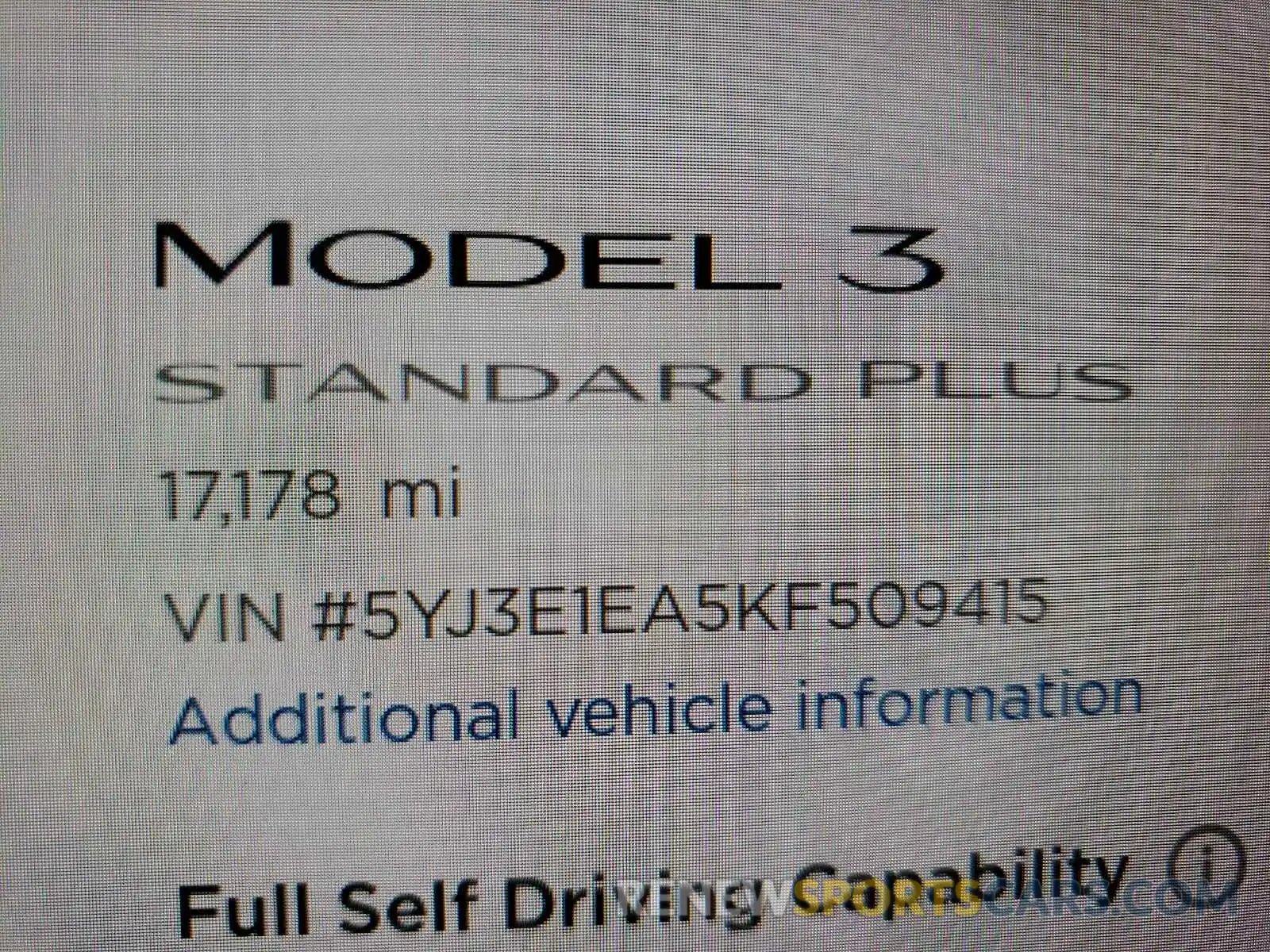 8 Photograph of a damaged car 5YJ3E1EA5KF509415 TESLA MODEL 3 2019