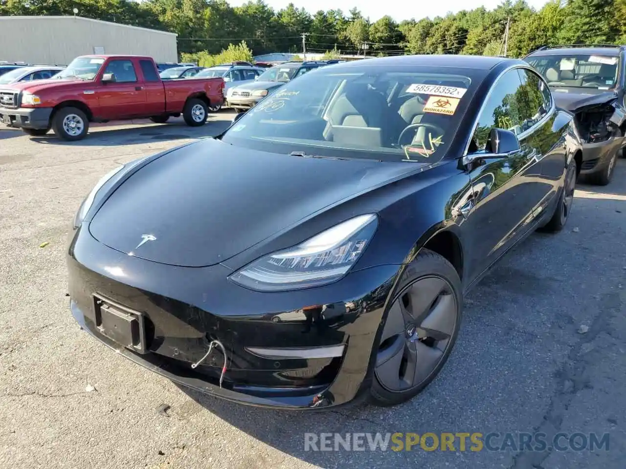 2 Photograph of a damaged car 5YJ3E1EA6KF296796 TESLA MODEL 3 2019