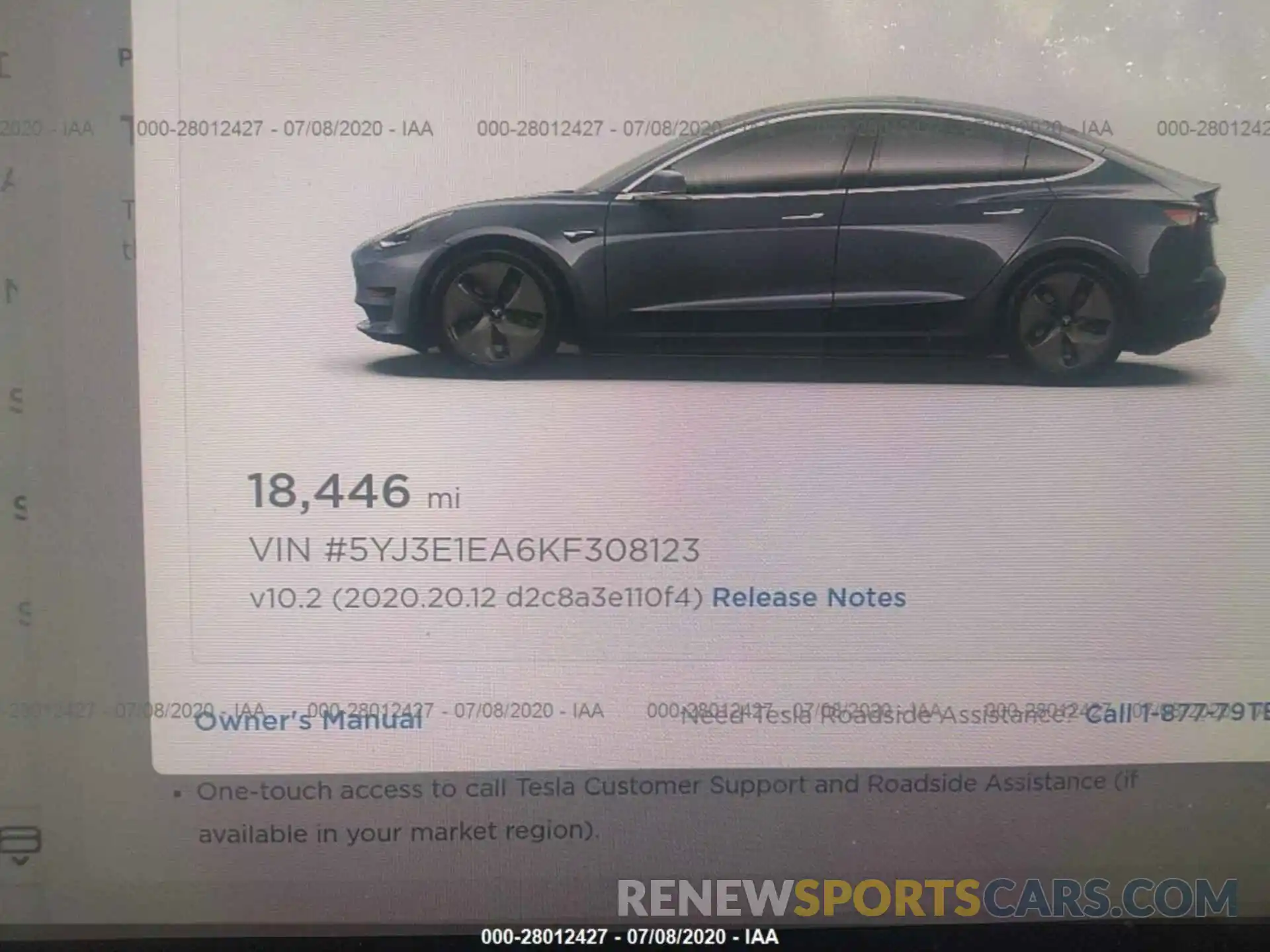 7 Фотография поврежденного автомобиля 5YJ3E1EA6KF308123 TESLA MODEL 3 2019