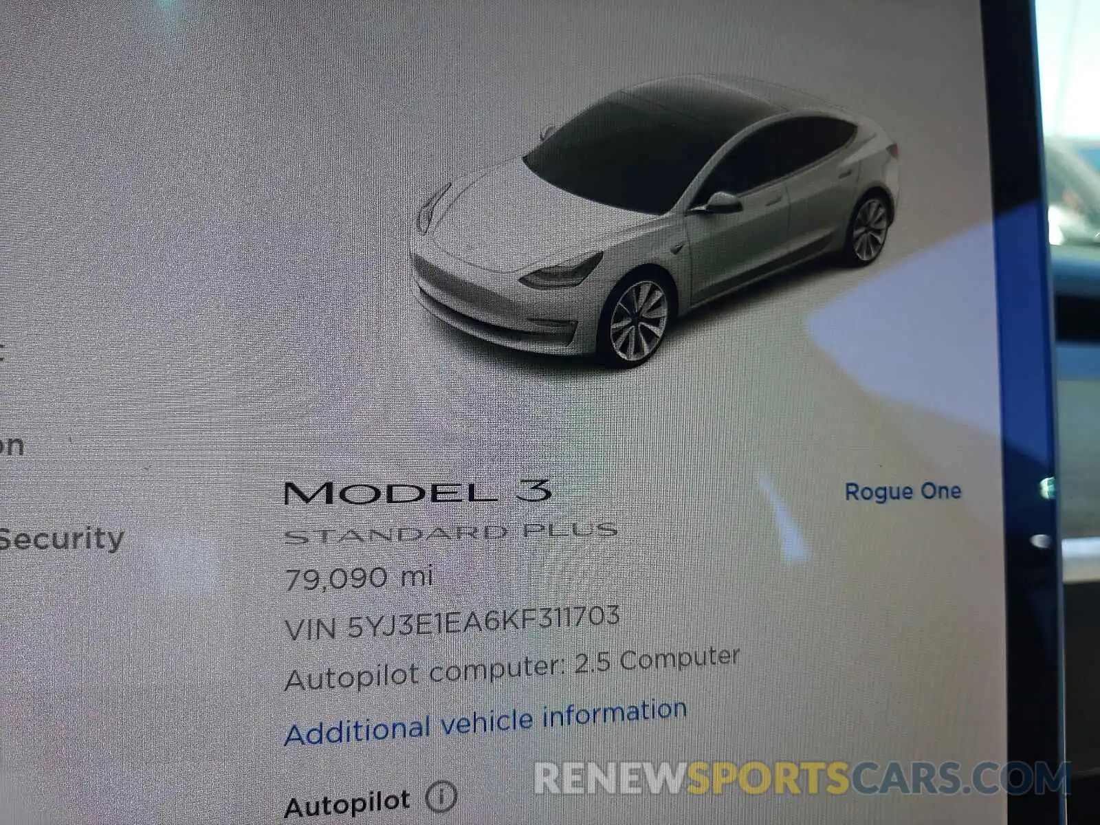 8 Photograph of a damaged car 5YJ3E1EA6KF311703 TESLA MODEL 3 2019