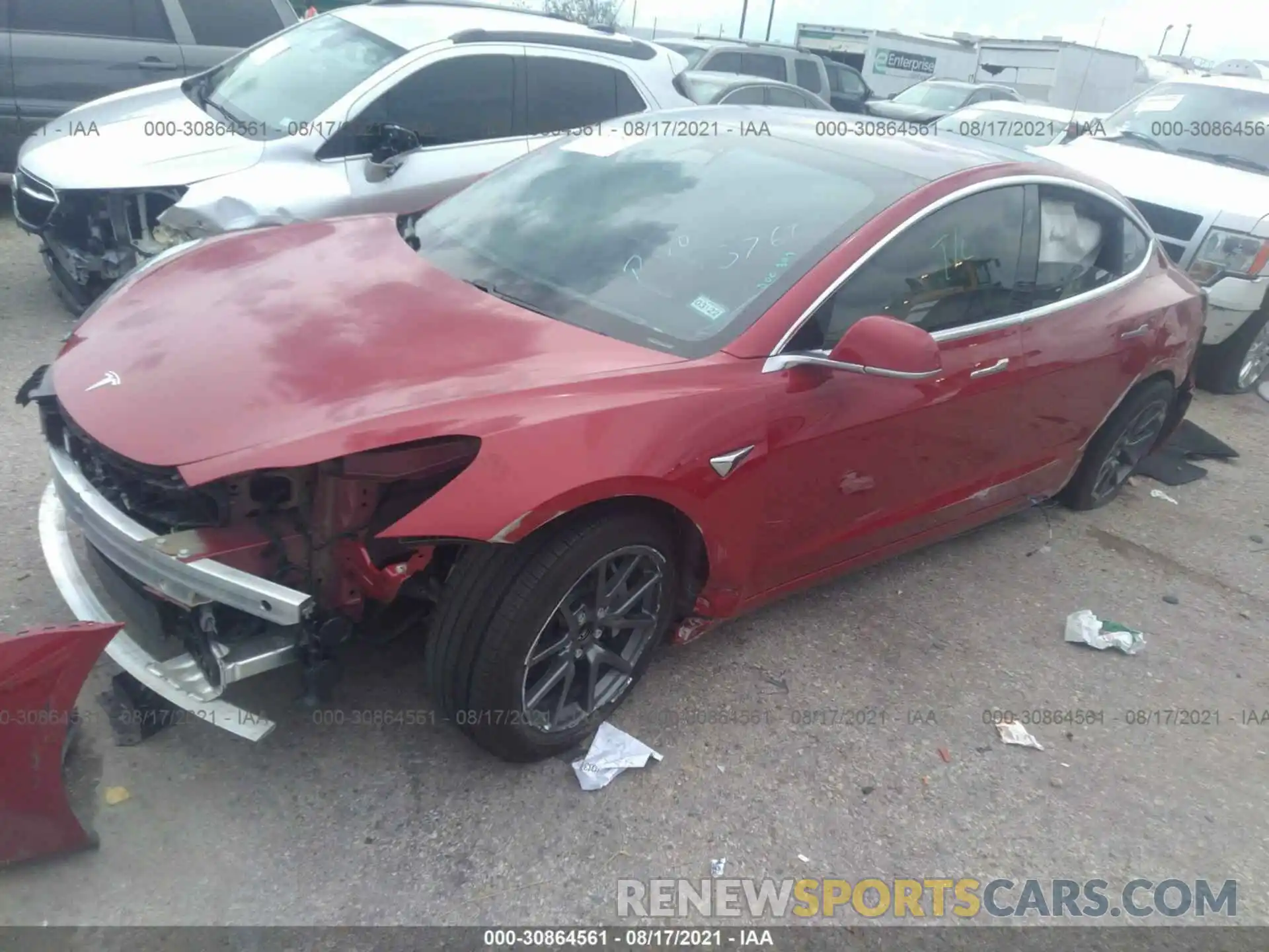 2 Photograph of a damaged car 5YJ3E1EA6KF313760 TESLA MODEL 3 2019