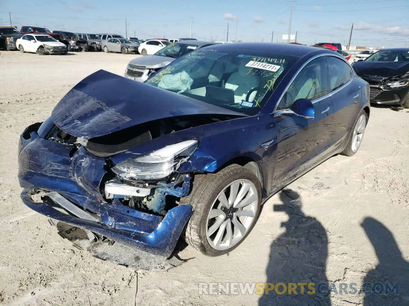 2 Photograph of a damaged car 5YJ3E1EA6KF324502 TESLA MODEL 3 2019