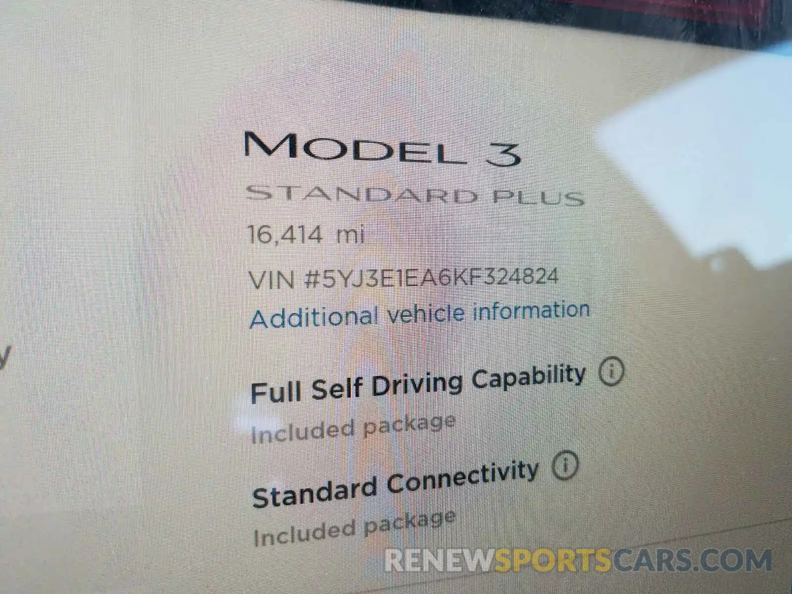 10 Photograph of a damaged car 5YJ3E1EA6KF324824 TESLA MODEL 3 2019