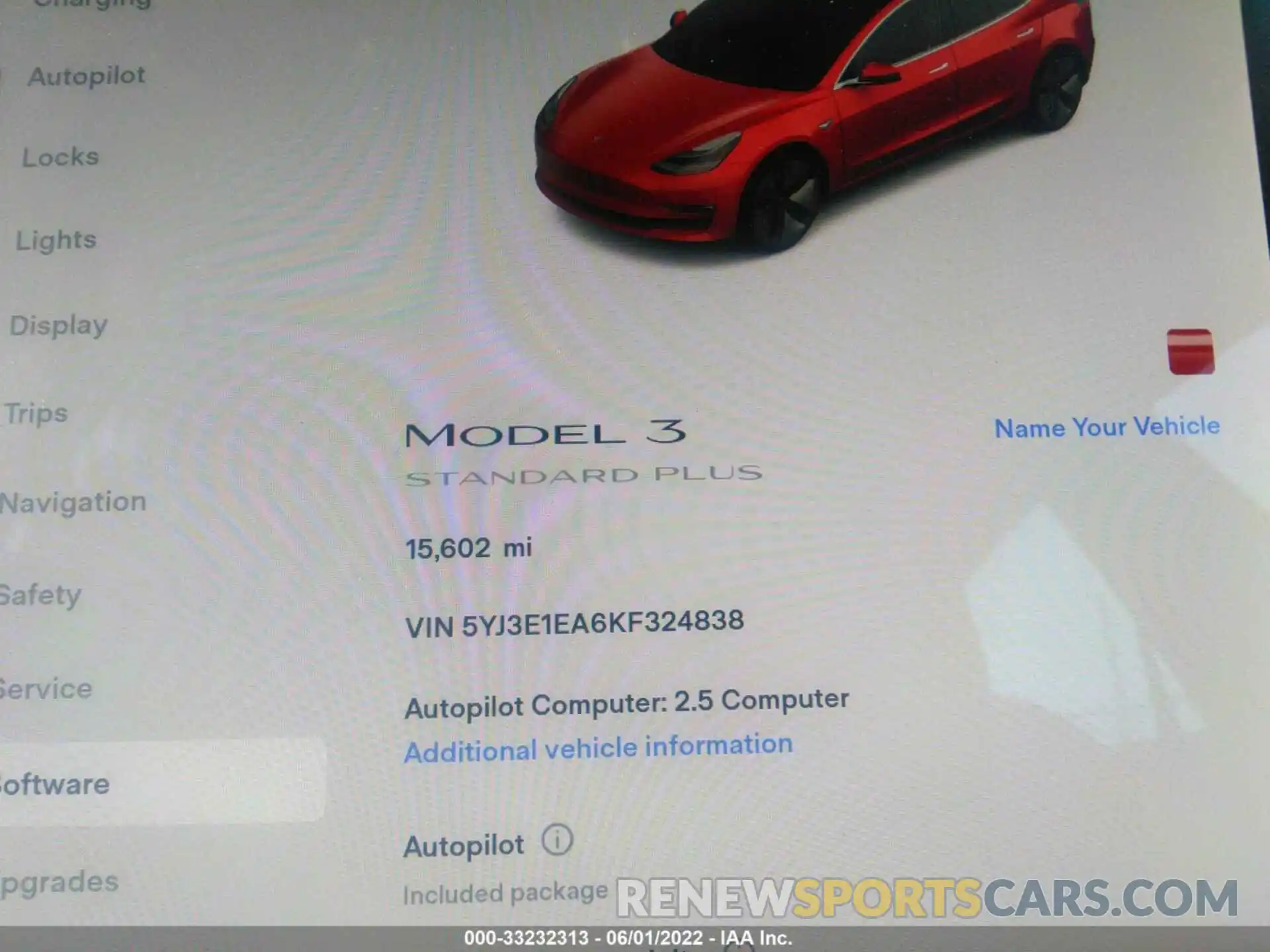 7 Фотография поврежденного автомобиля 5YJ3E1EA6KF324838 TESLA MODEL 3 2019