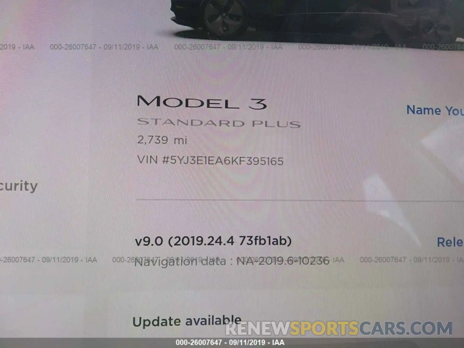 7 Photograph of a damaged car 5YJ3E1EA6KF395165 TESLA MODEL 3 2019