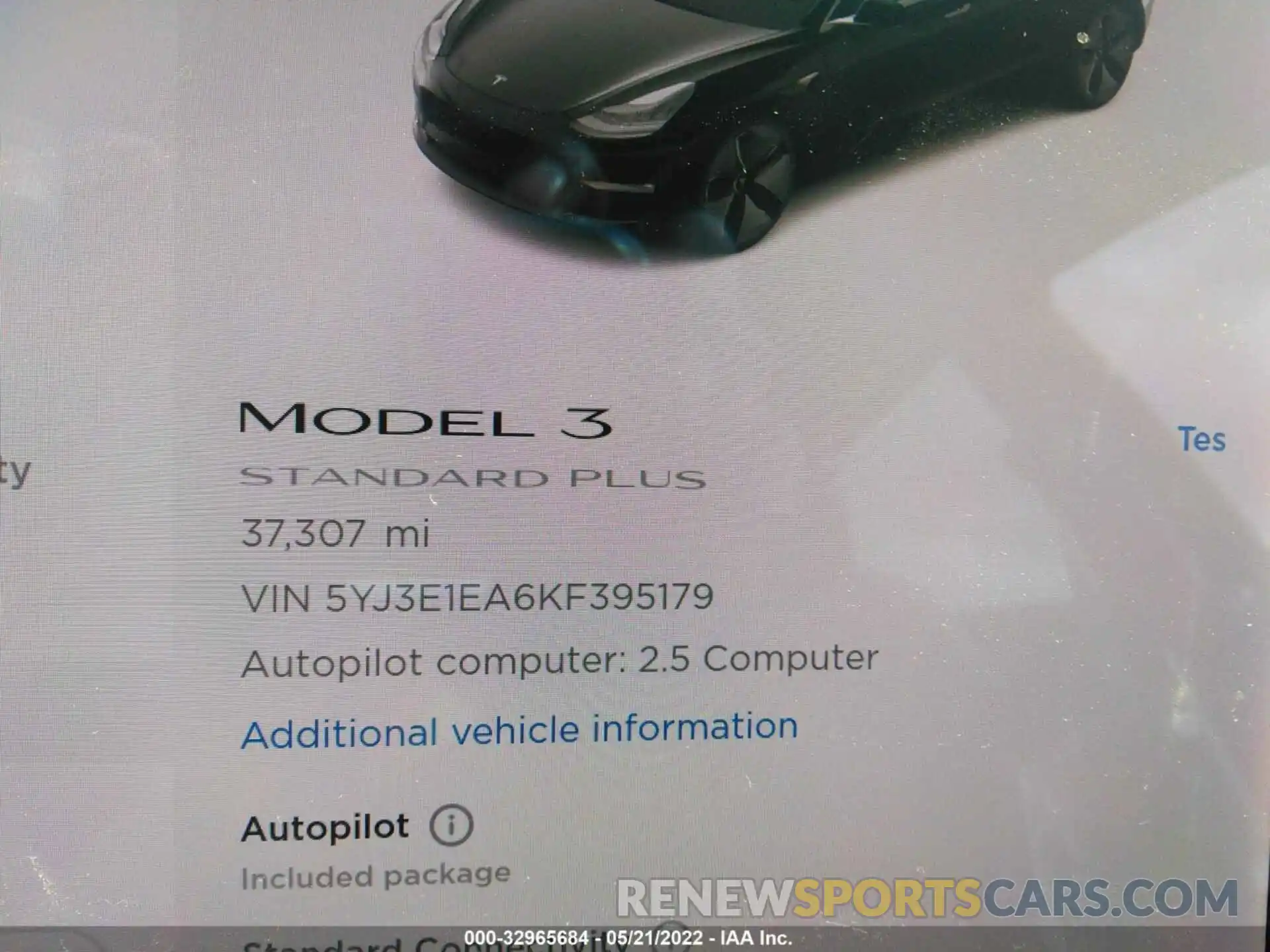 7 Photograph of a damaged car 5YJ3E1EA6KF395179 TESLA MODEL 3 2019