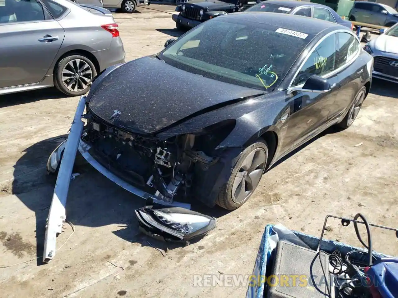 2 Photograph of a damaged car 5YJ3E1EA6KF399071 TESLA MODEL 3 2019