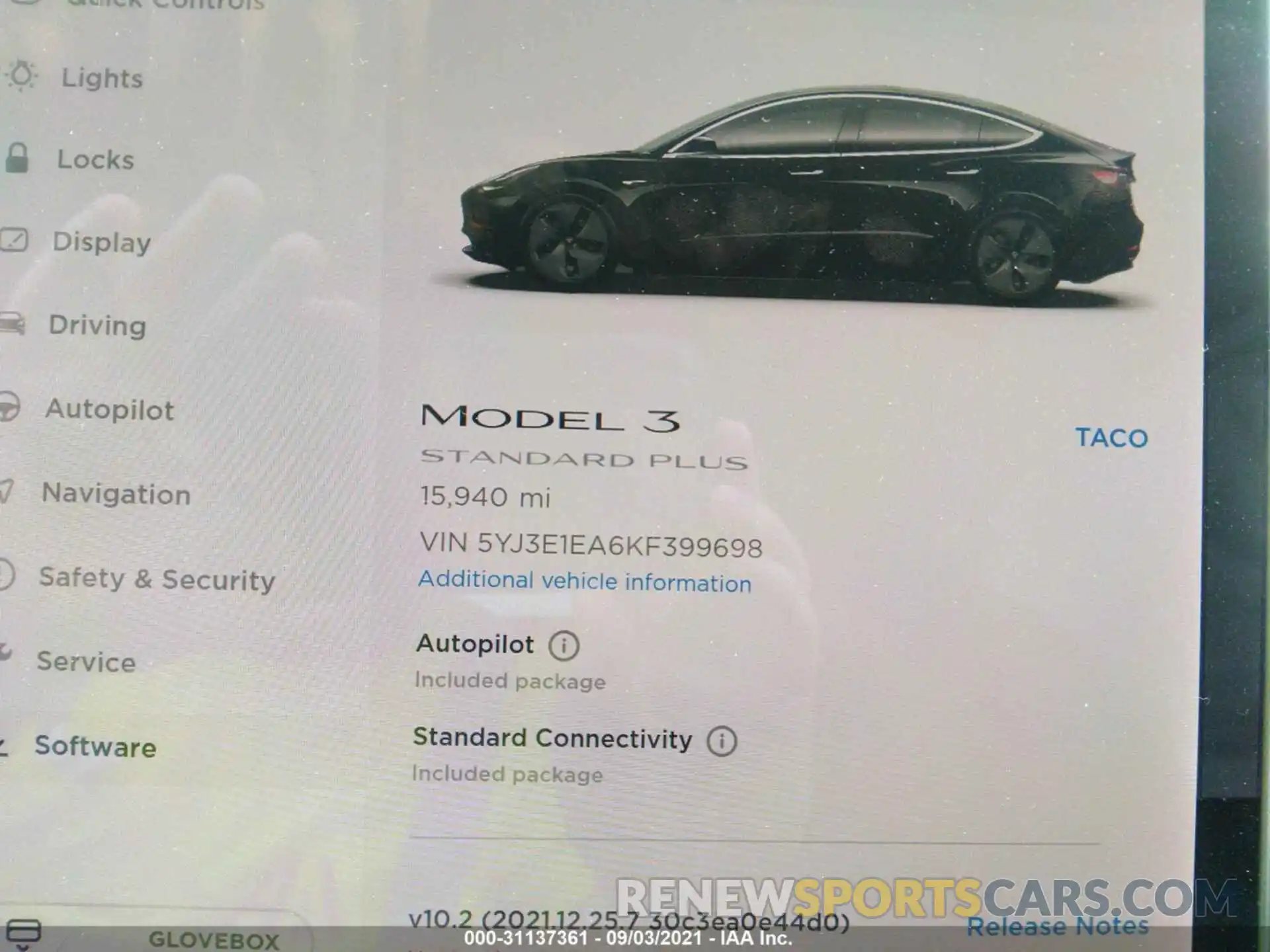 7 Photograph of a damaged car 5YJ3E1EA6KF399698 TESLA MODEL 3 2019