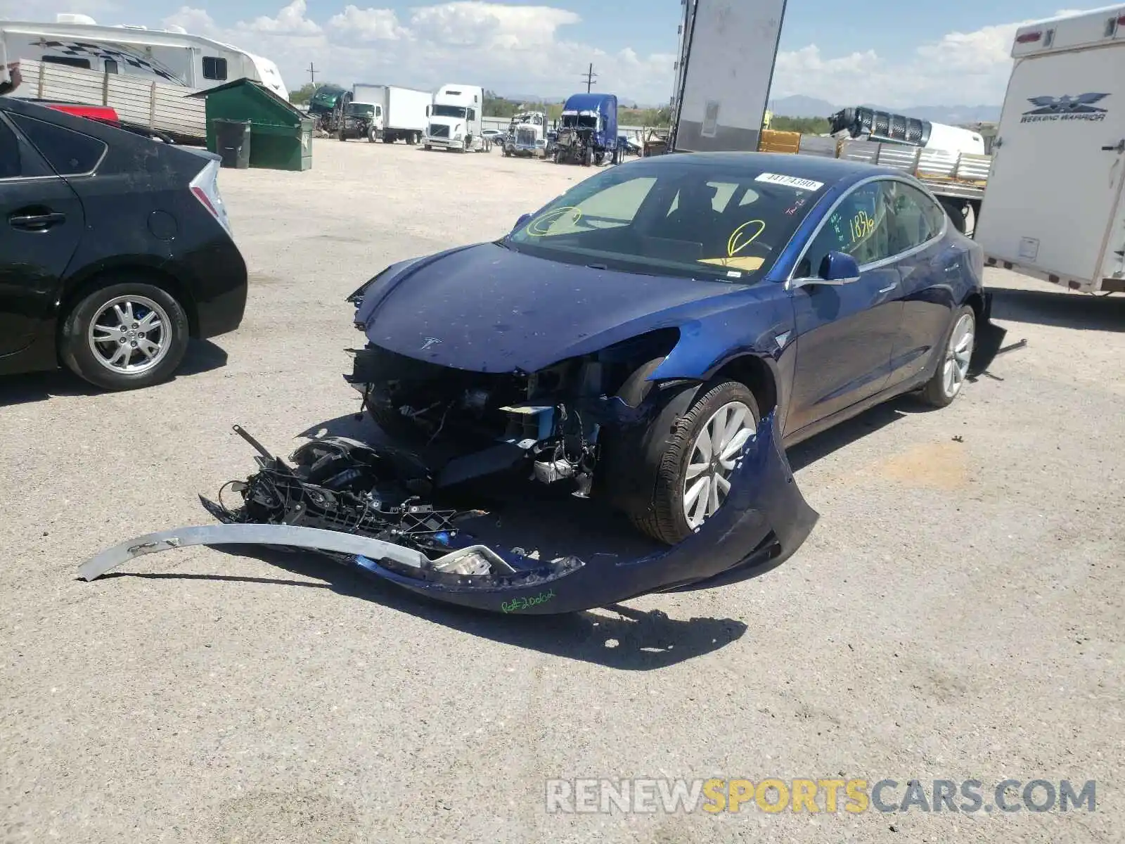 2 Photograph of a damaged car 5YJ3E1EA6KF402213 TESLA MODEL 3 2019