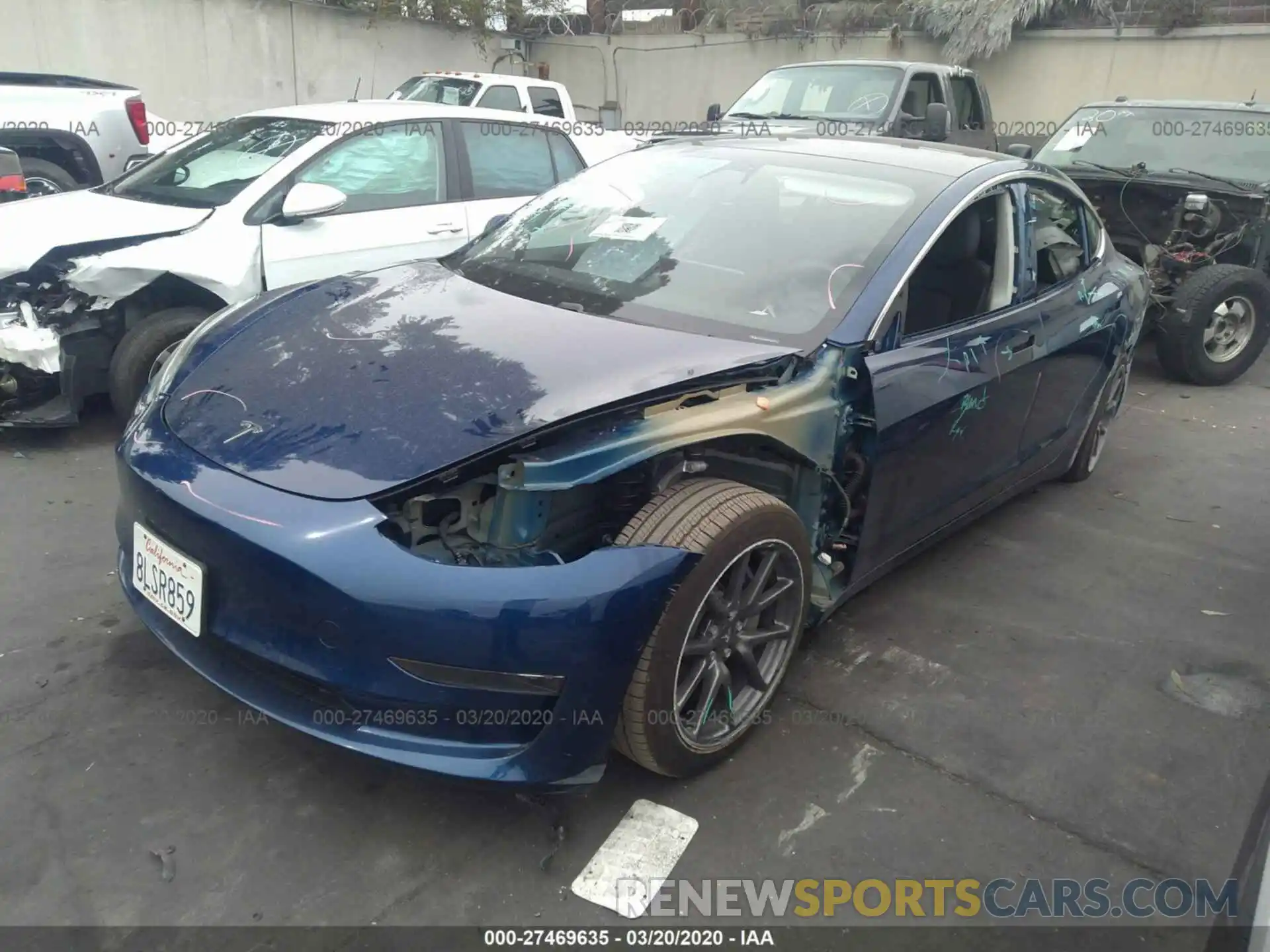 2 Photograph of a damaged car 5YJ3E1EA6KF421277 TESLA MODEL 3 2019