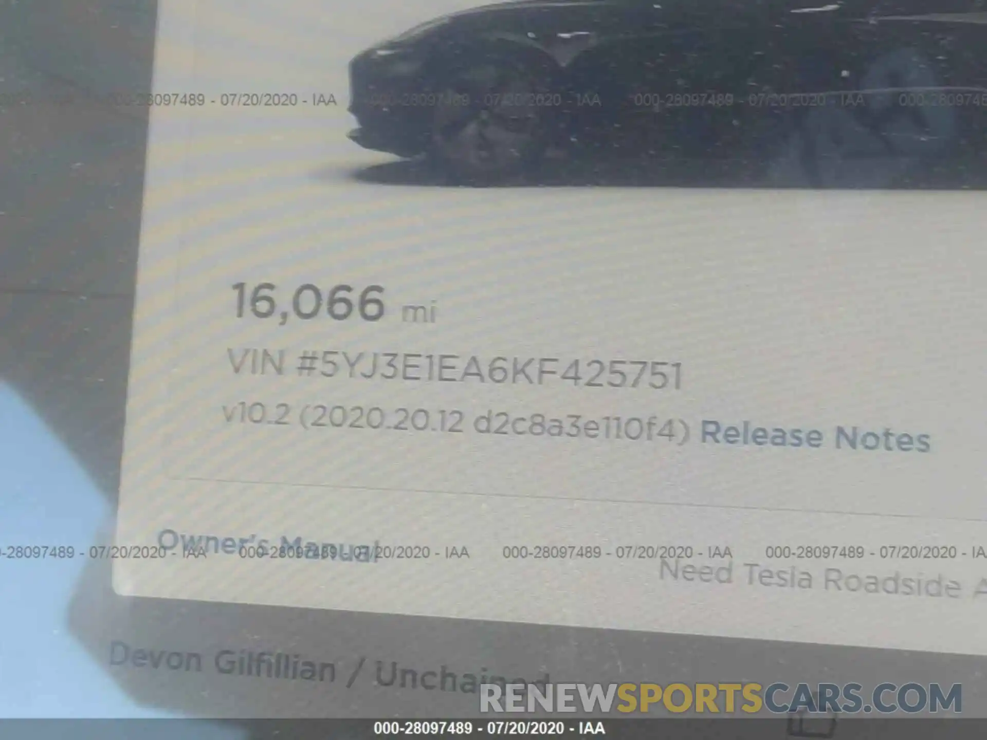 7 Фотография поврежденного автомобиля 5YJ3E1EA6KF425751 TESLA MODEL 3 2019