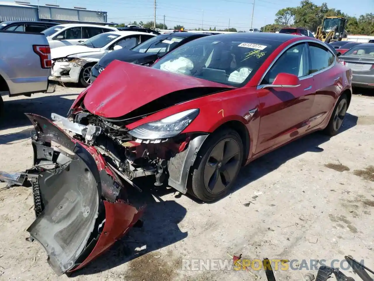 2 Photograph of a damaged car 5YJ3E1EA6KF447149 TESLA MODEL 3 2019