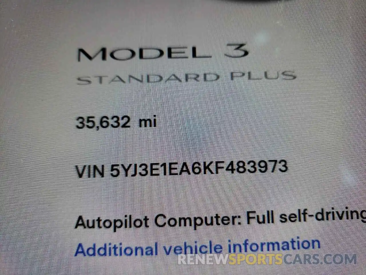 8 Photograph of a damaged car 5YJ3E1EA6KF483973 TESLA MODEL 3 2019