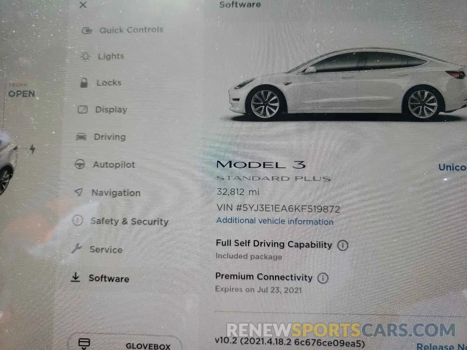 8 Photograph of a damaged car 5YJ3E1EA6KF519872 TESLA MODEL 3 2019