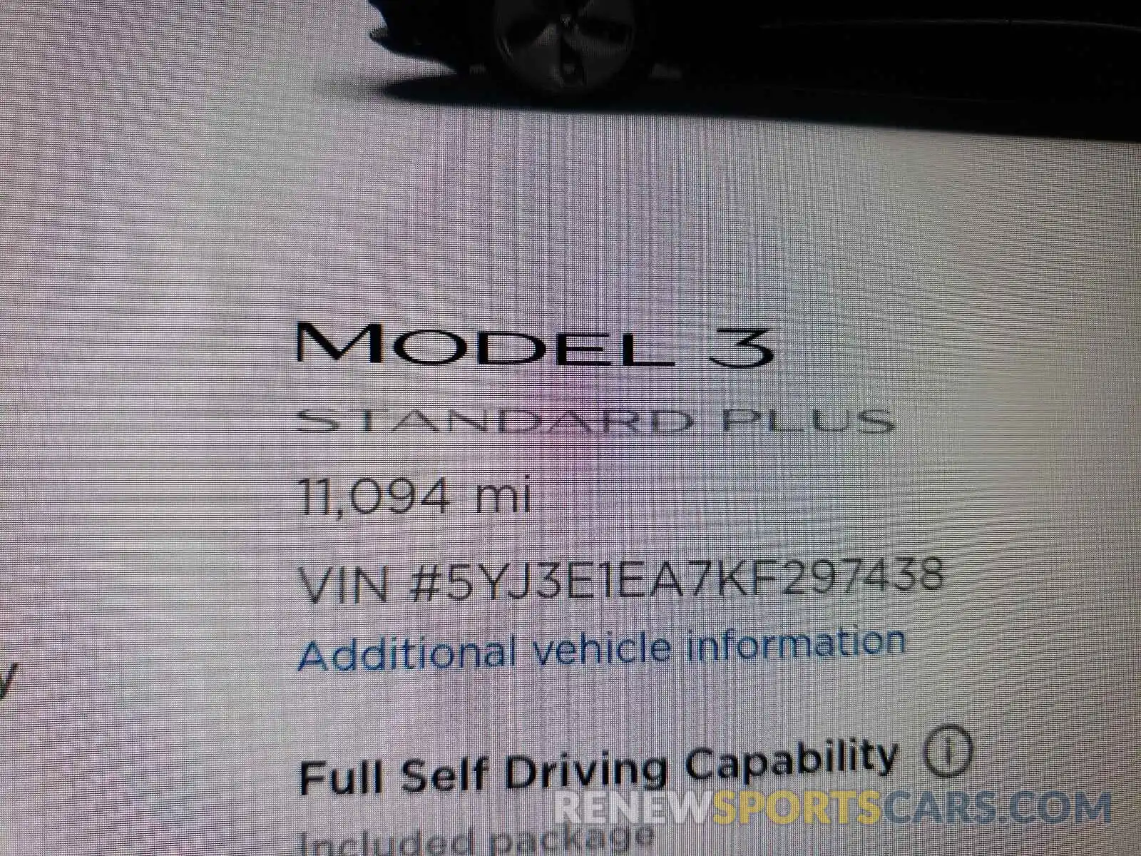 8 Photograph of a damaged car 5YJ3E1EA7KF297438 TESLA MODEL 3 2019