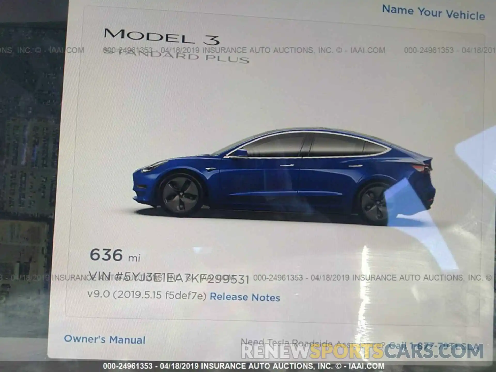 7 Photograph of a damaged car 5YJ3E1EA7KF299531 TESLA MODEL 3 2019