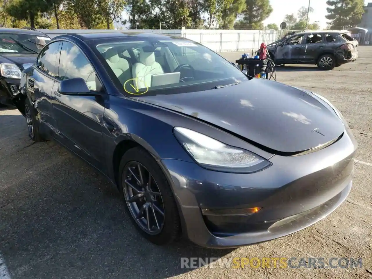 1 Photograph of a damaged car 5YJ3E1EA7KF301777 TESLA MODEL 3 2019