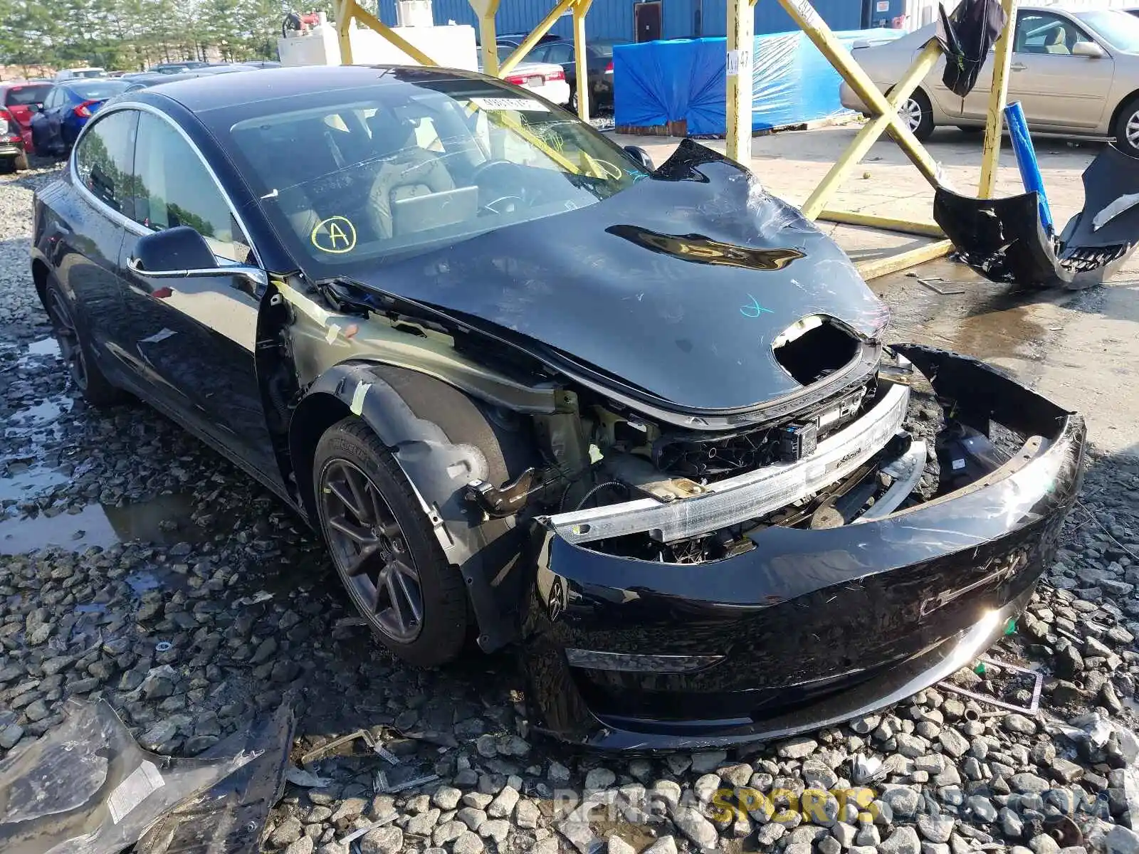 1 Photograph of a damaged car 5YJ3E1EA7KF304744 TESLA MODEL 3 2019