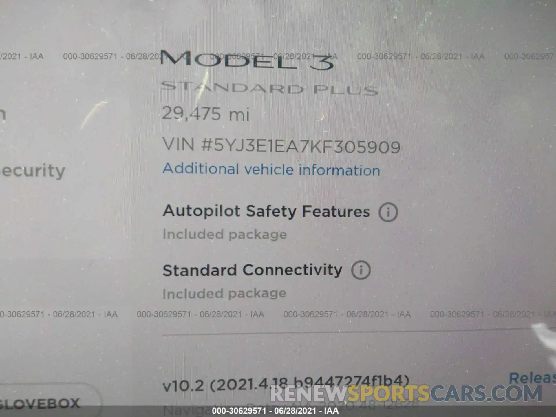 7 Photograph of a damaged car 5YJ3E1EA7KF305909 TESLA MODEL 3 2019