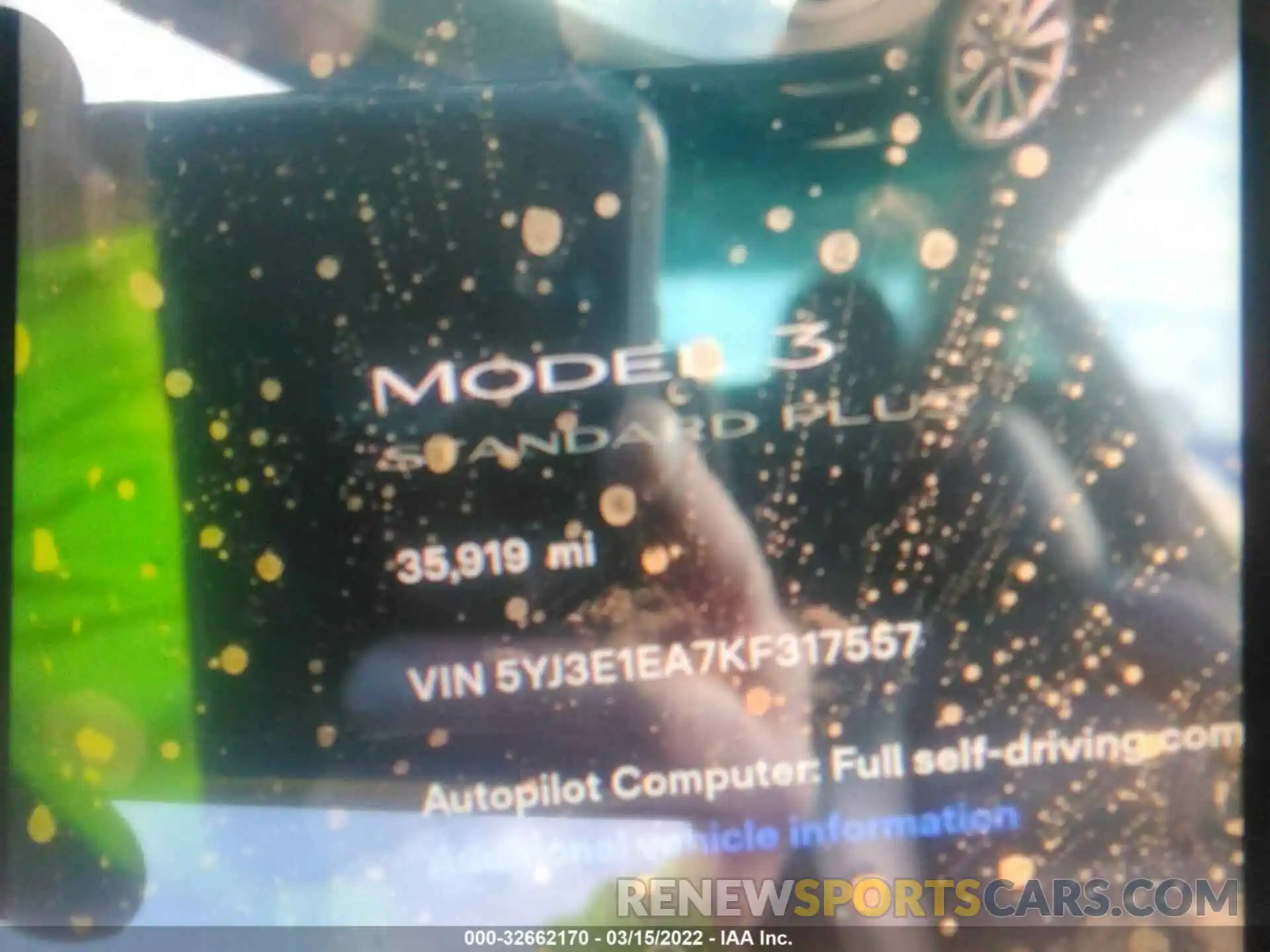 7 Photograph of a damaged car 5YJ3E1EA7KF317557 TESLA MODEL 3 2019