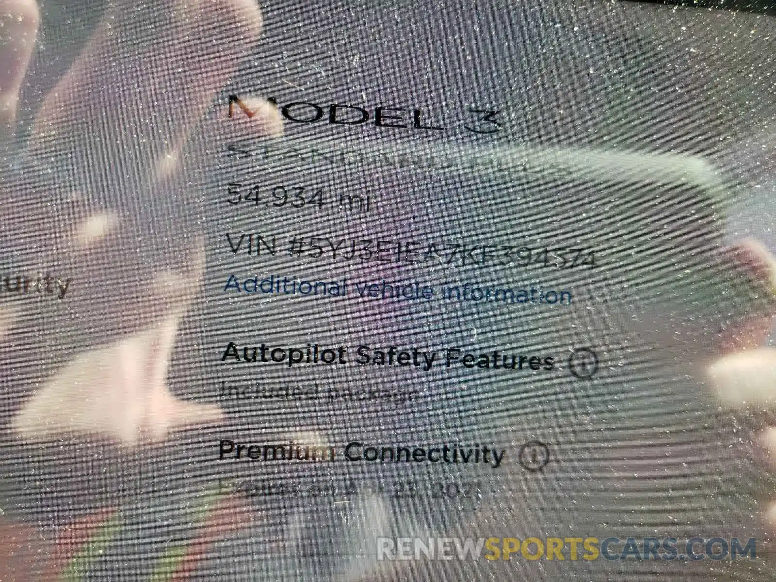 8 Photograph of a damaged car 5YJ3E1EA7KF394574 TESLA MODEL 3 2019