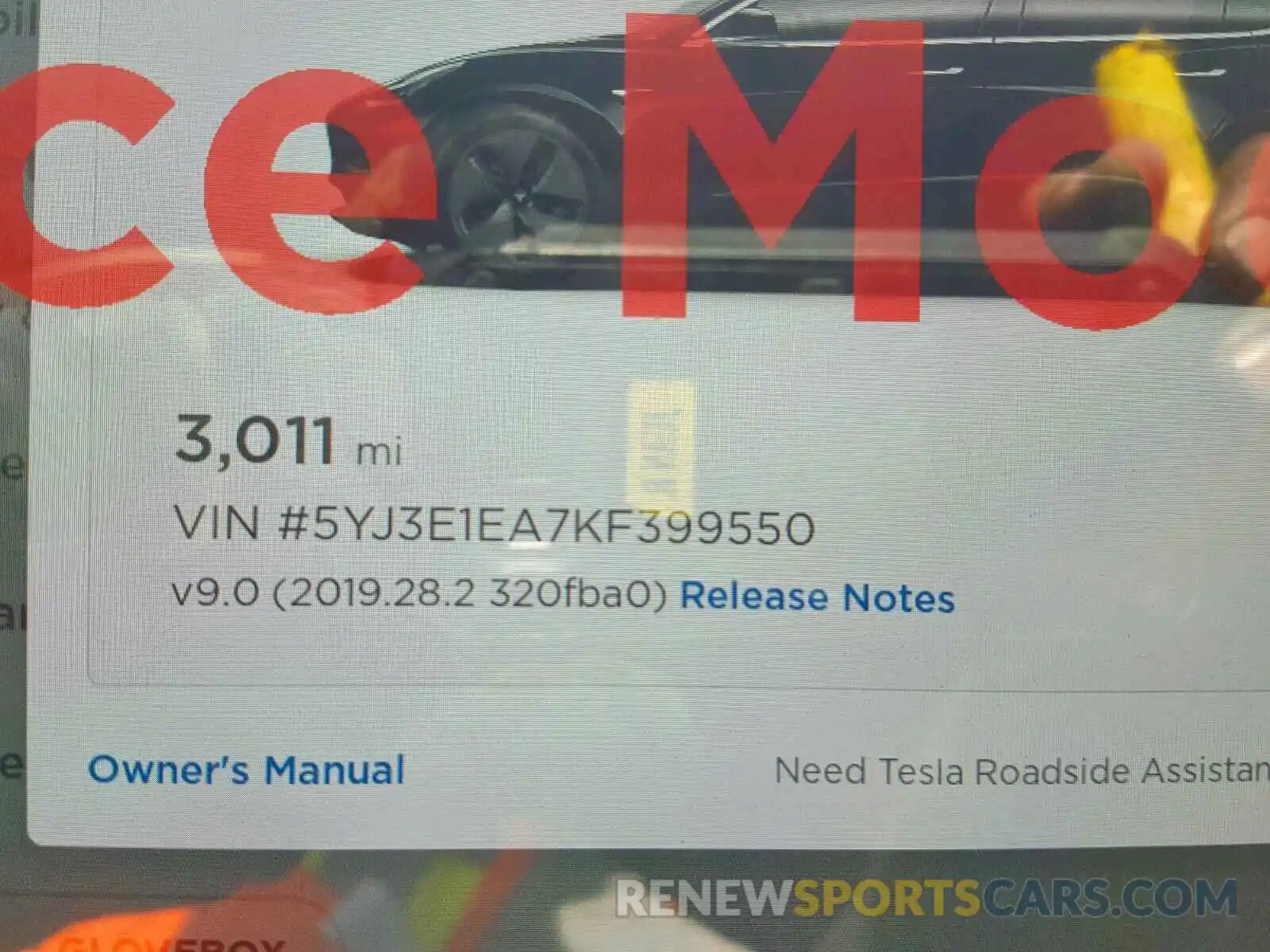 8 Photograph of a damaged car 5YJ3E1EA7KF399550 TESLA MODEL 3 2019