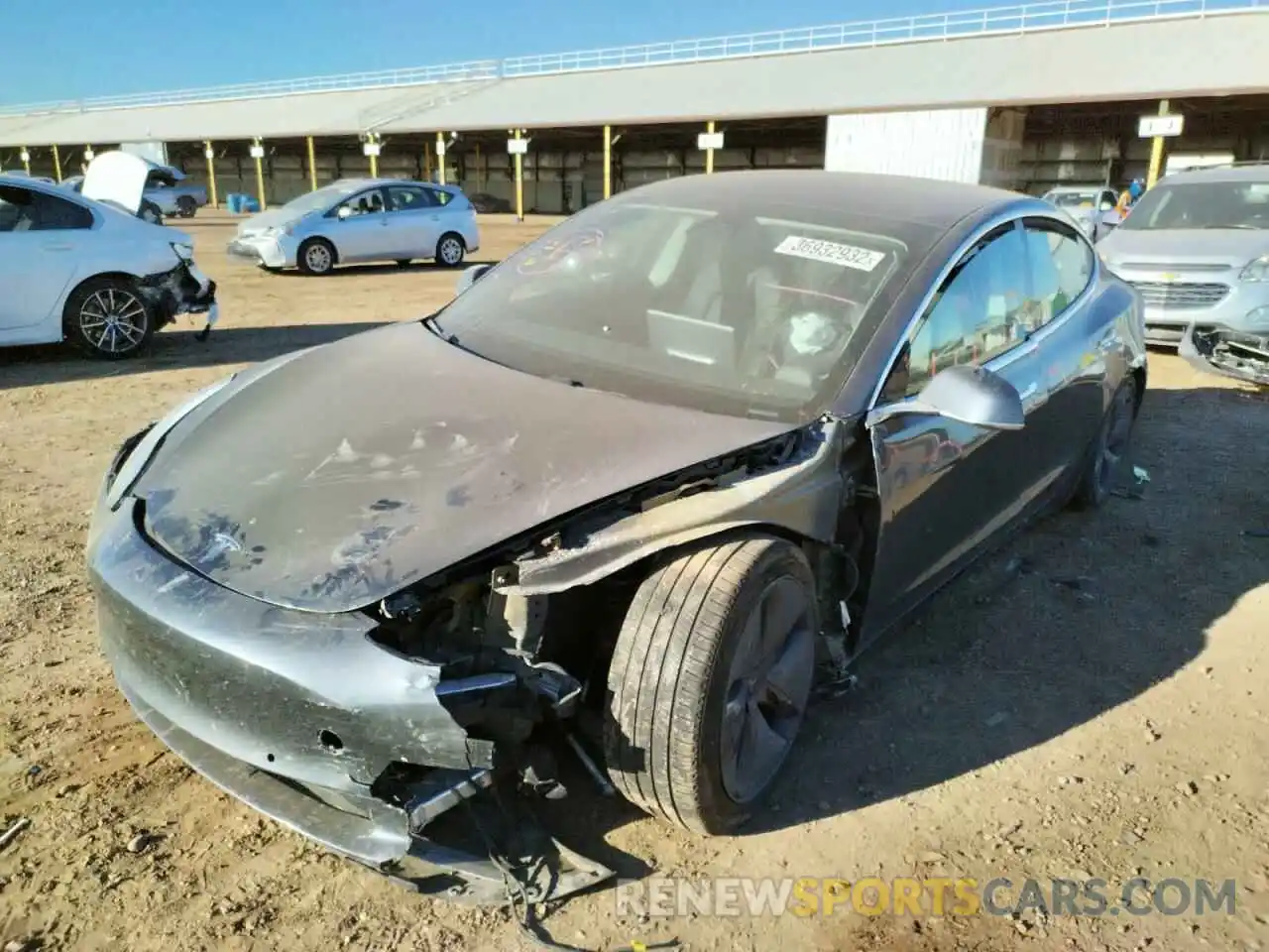 2 Photograph of a damaged car 5YJ3E1EA7KF400275 TESLA MODEL 3 2019