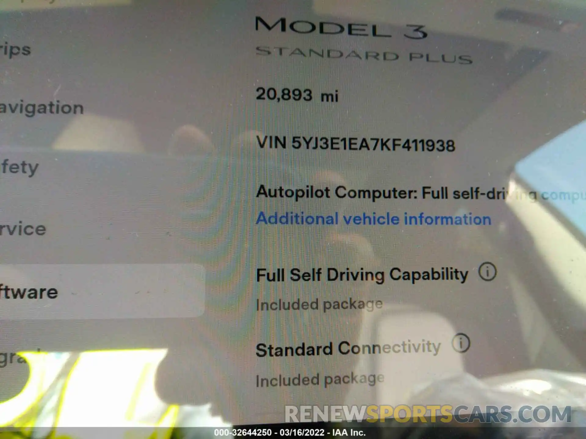 7 Photograph of a damaged car 5YJ3E1EA7KF411938 TESLA MODEL 3 2019