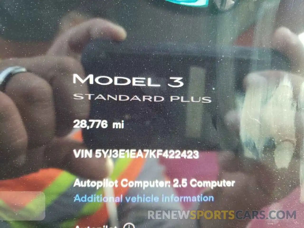 8 Фотография поврежденного автомобиля 5YJ3E1EA7KF422423 TESLA MODEL 3 2019