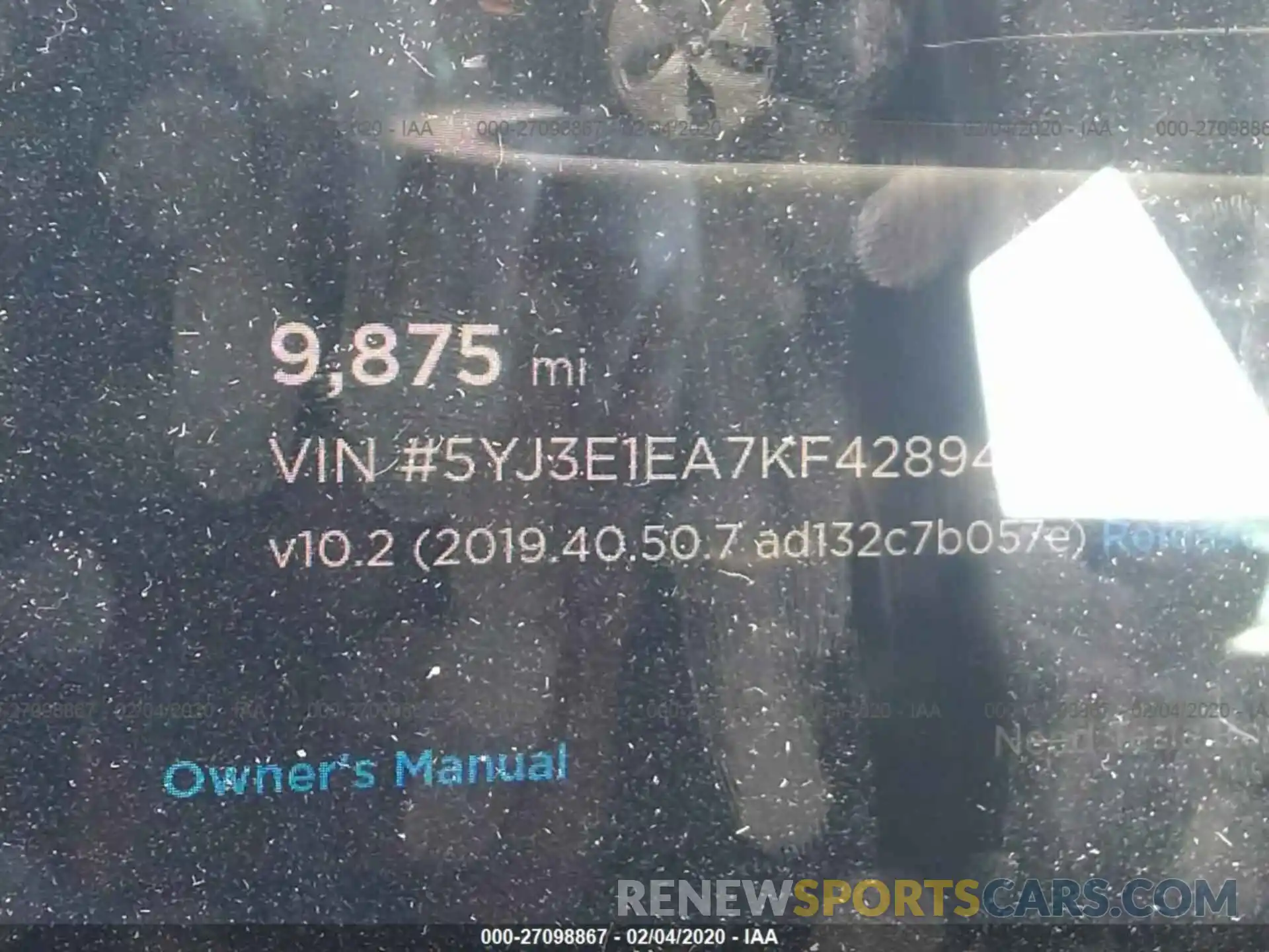 7 Photograph of a damaged car 5YJ3E1EA7KF428948 TESLA MODEL 3 2019