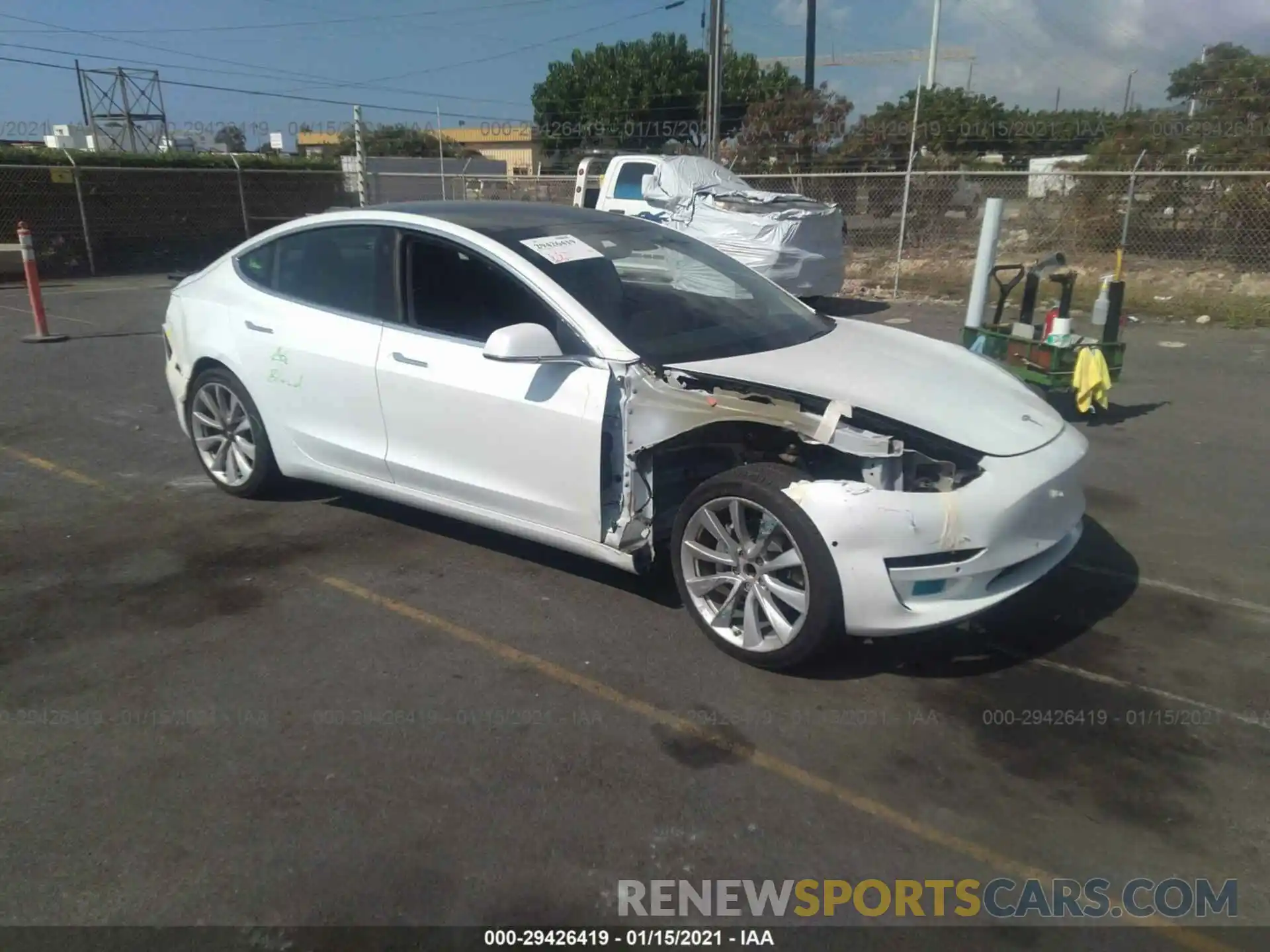 1 Photograph of a damaged car 5YJ3E1EA7KF434507 TESLA MODEL 3 2019