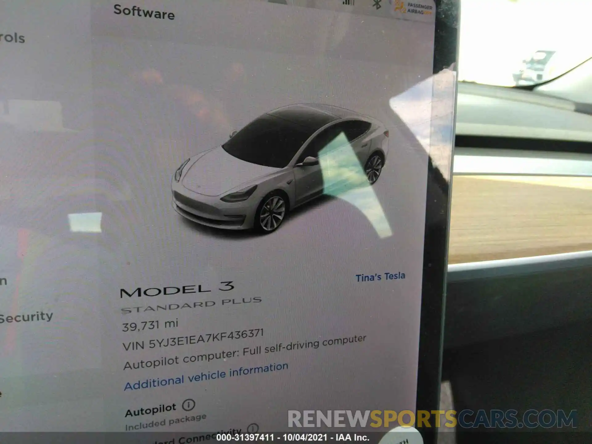 7 Photograph of a damaged car 5YJ3E1EA7KF436371 TESLA MODEL 3 2019