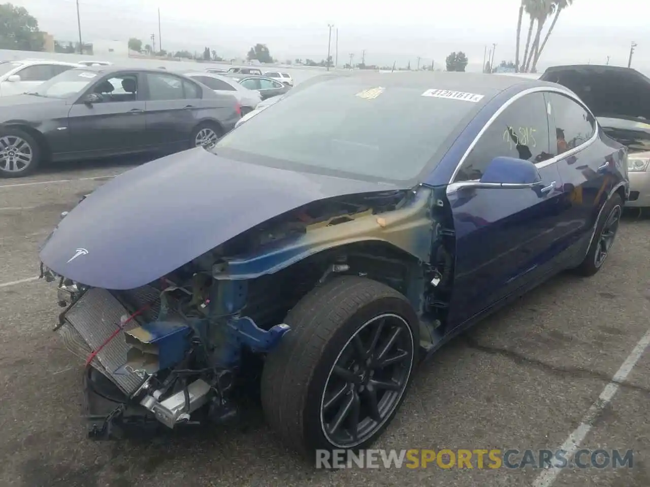 2 Photograph of a damaged car 5YJ3E1EA7KF476157 TESLA MODEL 3 2019