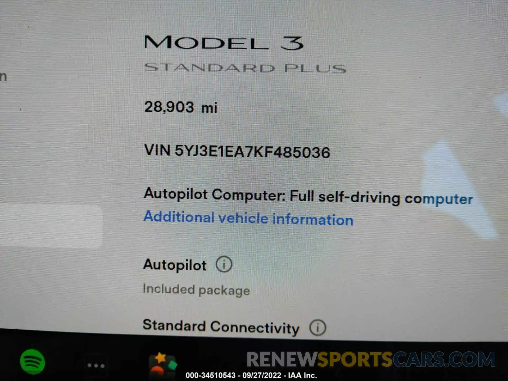 7 Фотография поврежденного автомобиля 5YJ3E1EA7KF485036 TESLA MODEL 3 2019