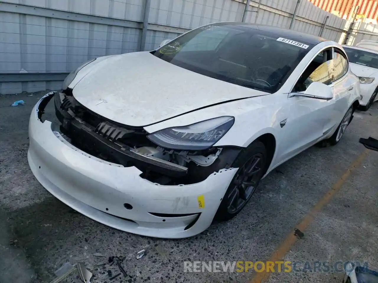 2 Photograph of a damaged car 5YJ3E1EA7KF485327 TESLA MODEL 3 2019