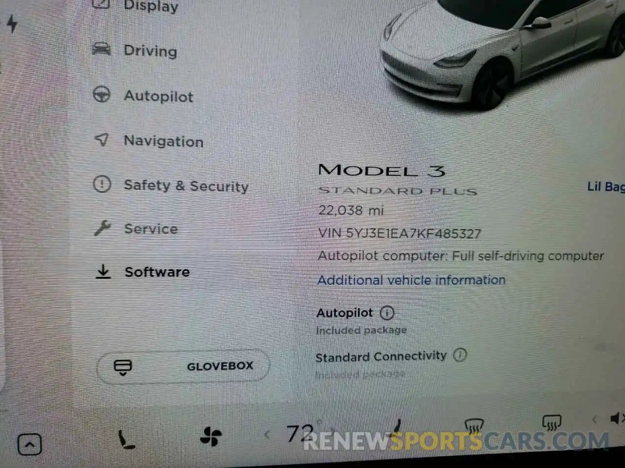 8 Фотография поврежденного автомобиля 5YJ3E1EA7KF485327 TESLA MODEL 3 2019