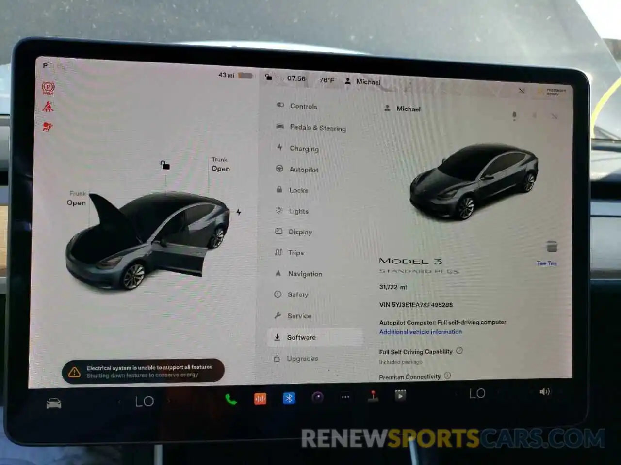 8 Photograph of a damaged car 5YJ3E1EA7KF495288 TESLA MODEL 3 2019