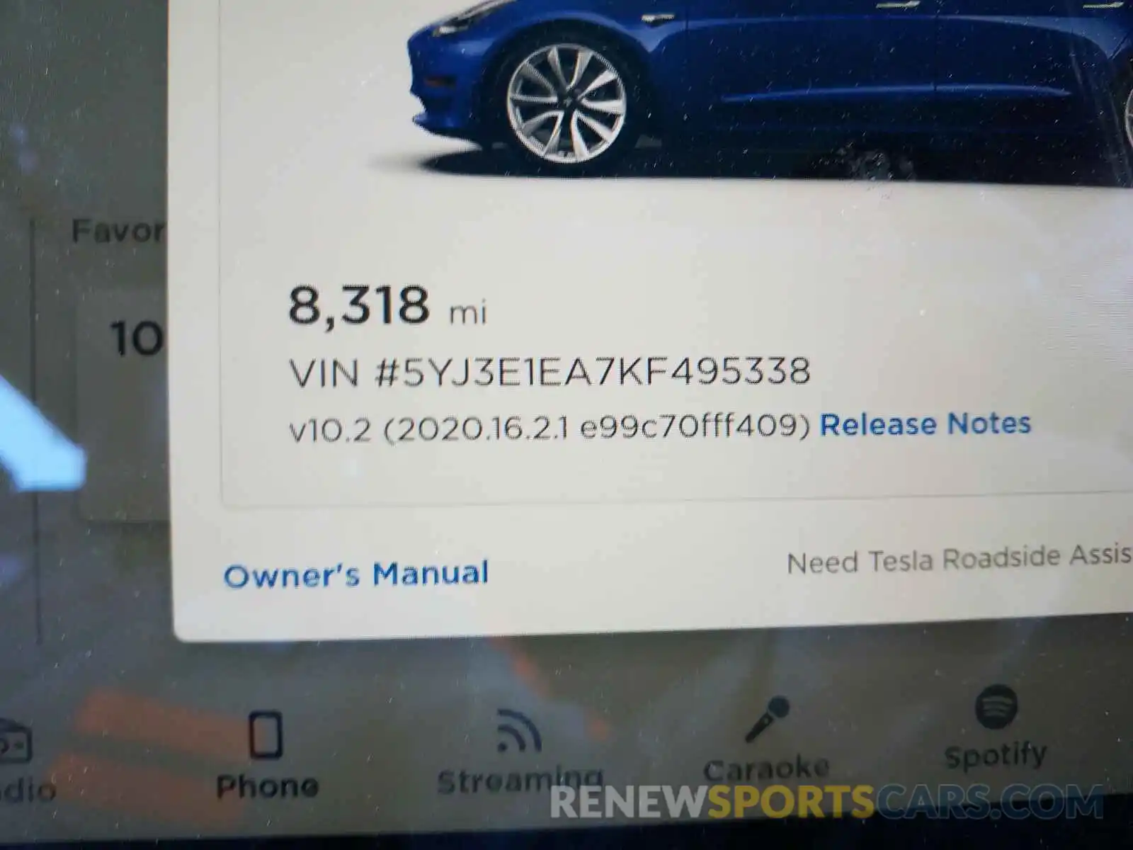 8 Photograph of a damaged car 5YJ3E1EA7KF495338 TESLA MODEL 3 2019